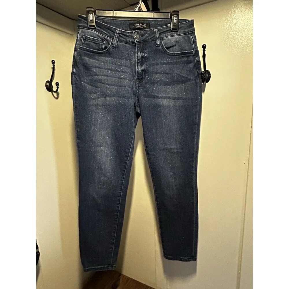 JUDY BLUE Relaxed Fit Speckled Womens Jeans Size 9/29 Blue Splattered